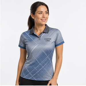 Polo Personalizado para Mujer en Gris Azulado con Línea Diagonal, de Secado Rápido, Transpirable, Manga Corta, Uniforme de Golf de Alto Rendimiento WPS-0799 - Product Image 4