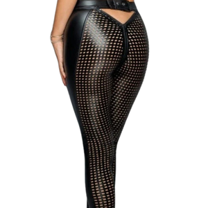 Women's Black <b>Mesh</b> High Waist Full Length <b>Leggings</b> Stretchy Skinny Geometric Pattern Sexy Style All Seasons Wear - Product Image 5