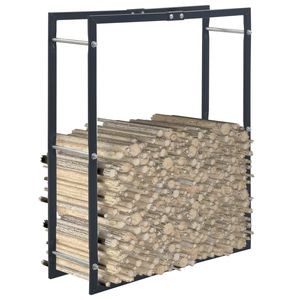 ชั้นวางฟืนเหล็กสีดำ ขนาด 31.5"x9.8"x39.4" อุปกรณ์เสริมสำหรับเตาผิง - Product Image 1