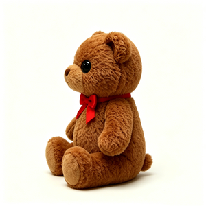 Oso de peluche marrón personalizable, oso de peluche clásico, oso de peluche con lazo rojo, oso de peluche marrón suave. - Product Image 4