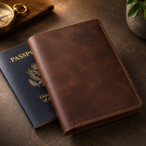 Professional Genuine Leather Passport Holder RFID Travel <b>Wallet</b> <b>Document</b> Organizer Card Slots Custom Logo in reasonable price - Product Image 4