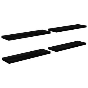 Ensemble de 4 étagères murales en MDF nid d'abeille noir brillant avec structure métallique - Product Image 2