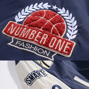 2026 Custom Made Wholesale Rate Men Embroidered Letter Fashionable Casual Loose Fit Winter College Melton Wool PU Leather <b>Jacket</b> - Product Image 4