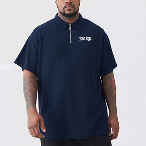 Polos de hombre de alta calidad, lisos, casuales, de tela piqué, de dos tonos, estilo streetwear, con logotipo bordado personalizado, de secado rápido. - Product Image 1