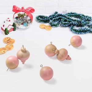 Set 6 Half <b>pink</b> painted wooden ornament Premium <b>Christmas</b> tree gift <b>Decoration</b> - Product Image 5