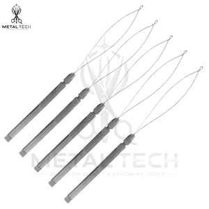 Silver Non Slip Textured Handle Micro Ring Hair Extension Loop <b>Needle</b> Pulling Wire <b>Threader</b> Tool Set Salon Supplies - Product Image 4