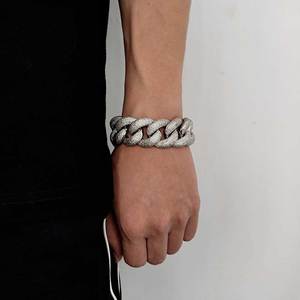 Pulsera Cubana de Plata 925 con Diamantes Cultivados en Laboratorio Certificados, Estilo Miami Iced Out, Acabado en Oro y Plata, Joyería para Hombre - Product Image 6