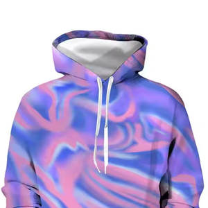Sweat-shirt à capuche et pantalon de jogging assorti pour homme, motif abstrait rose pastel et bleu marbré liquide, logo personnalisé, OEM ODM W - Product Image 3