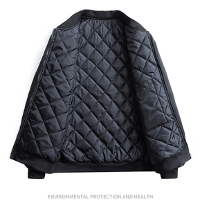 SELF INDUSTRIES Hooded Breathable Polyester Quilted Bomber Jacket Lightweight Warm Casual Zip-Up Stand Collar Men's <b>Winter</b> - Product Image 4