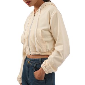 เสื้อฮู้ดดี้พรีเมียมสำหรับผู้หญิง ผ้าคอตตอนผสมสวมใส่สบาย บริษัทผลิตเสื้อผ้าขายส่งแบบ OEM ODM - Product Image 2