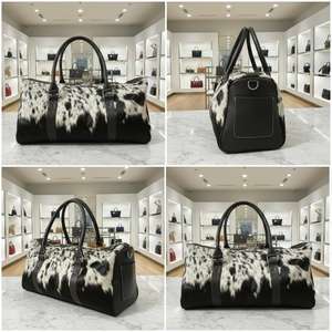 Bolsa de Viaje de Cuero Genuino Estilo Vintage Occidental con Cierre de Cremallera, Hecha a Mano, para Fin de Semana, LHODB-0046 - Product Image 3