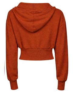 Sudadera con capucha corta para mujer, color naranja óxido, con cremallera, corte ajustado, manga larga, de algodón y forro polar, estilo urbano, con logotipo personalizado, fabricante ODM - Product Image 2