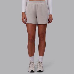 Light Gray Elastic Waist Shorts With Side Pockets Breathable Knitted Fabric Casual Summer Wear Men's Style - Product Image 5