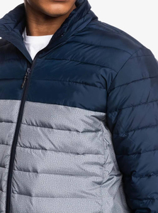 Chaqueta Acolchada Transpirable para Hombre, Color Azul Marino, con Bloques de Color, Cuello Alto Bordado, Cierre de Cremallera, Resistente al Viento, Abrigo de Invierno Informal - Product Image 4