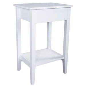 <b>White</b> Two-Tier <b>Bedside</b> Table Coffee Table with Drawer Elegant Nightstands Design - Product Image 3
