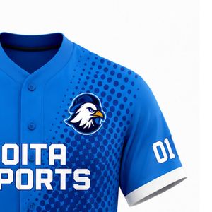 Camiseta de Béisbol Azul Rey y Blanca – Camiseta de Béisbol Personalizada para Equipo, Absorbente de Humedad, con Botones al Frente, Ropa Deportiva - Product Image 4
