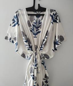 Vestido Kaftán de Mujer 100% Algodón con Estampado Floral de Encaje - Suave, Transpirable y Cómodo, Estilo Vintage, Línea A, Holgado, para Uso Diario de Verano - Product Image 1