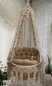 Macrame hangessel,macrame <b>swing</b>,handmade decorasion,gardens <b>swing</b>,gardens decor,macrame chair,macrame hallwanking <b>swing</b> - Product Image 2