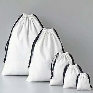 Bolsa Ecológica de Lona de Algodón Blanca de 7*9 cm con Cordón y Cinta de Grosgrain, para Compras - Product Image 5