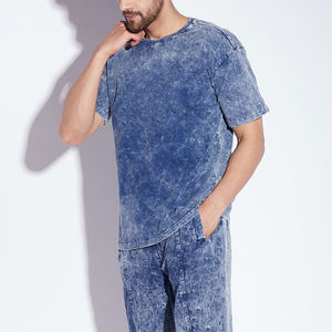 Nouveau T-shirt Homme 2026 Délavé Effet Acide Polyester/Coton Manches Courtes Col Rond Décontracté Effet Usé pour Streetwear Été - Product Image 3