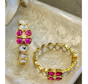 Pendientes Glamurosos de Moissanita Chapados en Oro de la Mejor Calidad con Resina Epoxi Estilo Bali para Mujeres y Niñas, Colección para Fiestas y Eventos Nocturnos - Product Image 1