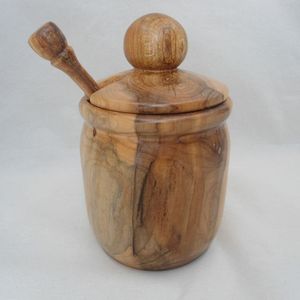 Tarro de Miel de Madera de Olivo Personalizado, Hecho a Mano, Rústico, Ecológico, de Alta Calidad, con Tapa Abatible, Apto para Calentar, Multifuncional - Product Image 3