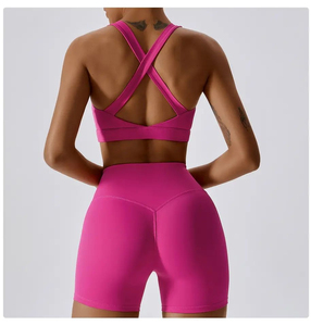 <b>Pink</b> 3 Piece Yoga Set <b>Women</b> High Waist <b>Leggings</b> Crop Top Zipper Jacket Seamless Activewear Full Length Racerback Solid Color - Product Image 5