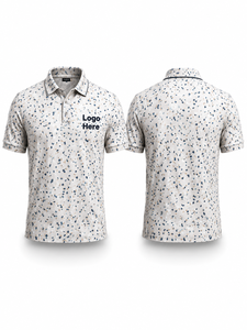 เสื้อโปโลชายแขนสั้น พิมพ์ลายด้านหน้า ผ้าฝ้ายถัก ระบายอากาศได้ดี สไตล์ลำลองสำหรับตีกอล์ฟ บริการ OEM - Product Image 1