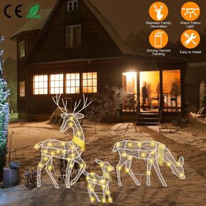 3 Set di Renne Luminose 2D Giallo Caldo per Interni ed Esterni, Decorazione Natalizia con 3 Modalità di Illuminazione (Migliore, Femmina, Cucciolo) - Product Image 1