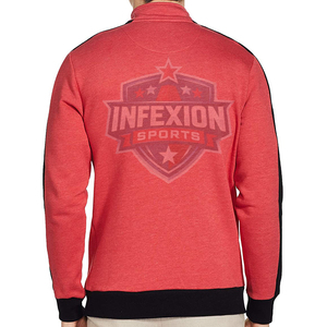 <b>Men's</b> <b>Red</b> Quarter Zip <b>Sweatshirt</b> Regular Fit Knitted Polyester Casual Solid Color Stand Collar Autumn Wear - Product Image 3