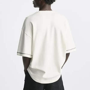 T-shirts unisexes personnalisés OEM 100% coton blanc uni décontracté coupe longue manches courtes ajustement régulier écologique respirant pour hommes - Product Image 6