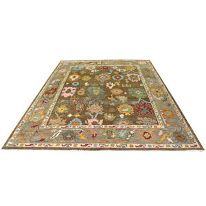 Alfombra de lana Oushak de diseño moderno hecha a mano, alfombras de lana anudada a mano de Nueva Zelanda para uso en la sala de estar, lavables y seguras para rezar - Product Image 6