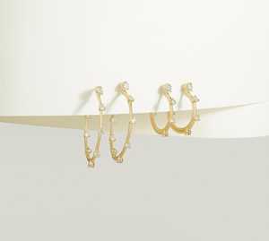 Huggie <b>Hoop</b> Earrings Everyday Wear Circle Big Medium <b>Small</b> Open Hugger Gifts 10K 14K 18K Solid <b>Gold</b> Round Cut Lab Grown Diamonds - Product Image 1