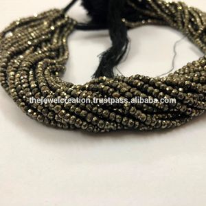 3mm Natural Gray Pyrite <b>Stone</b> Faceted Rondelle Gemstone <b>Bead</b> Strands IGI Certified for Jewelry Making Natural <b>Stone</b> <b>Beads</b> AAA - Product Image 1