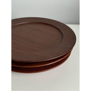 Rustic Faux Wood Grain Charger <b>Plate</b> Wholesale Brown Wooden Underplate for Wedding Table Decor Luxury Round Dinner <b>Plate</b> <b>Mats</b> - Product Image 4