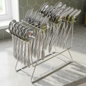 Support à Cuillères en Acier Inoxydable, Organisateur de Couverts, Rangement pour Ustensiles de Cuisine, Présentoir de Comptoir pour Cuillères - Product Image 5