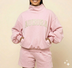 Smooth Feel <b>Mock</b> <b>Neck</b> <b>Top</b> And Shorts Set For Women Warm Cozy Relaxed Wear Everyday Style Chic Clothing - Product Image 1