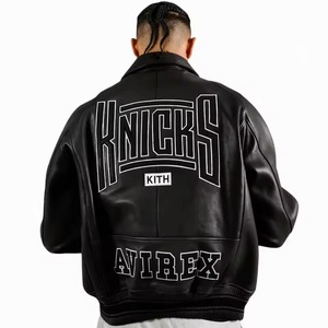 Chaqueta de Cuero Naranja de los New York Knicks para Hombre, Estilo Urbano, Chaqueta Bomber Universitaria, Ropa Deportiva Premium del Equipo de Baloncesto - Product Image 5