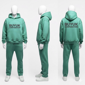 Ensemble de survêtement décontracté pour homme : sweat à capuche et pantalon en coton écoresponsable, imprimé en relief, délavage acide, style streetwear - Product Image 6