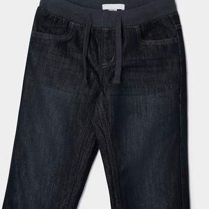 Jeans en denim brut à jambe droite pour garçons, taille élastique, coupe régulière, longueur complète, pantalon en denim décontracté pour enfants, tenue quotidienne, mode urbaine, nouveauté - Product Image 2