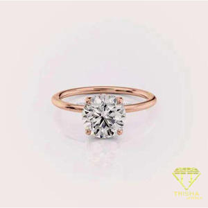 Bague de fiançailles solitaire en moissanite taille ronde en or blanc, classique à quatre griffes, bague de mariage minimaliste - Product Image 5