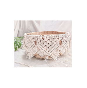 Panier en macramé en coton fait main, conçu pour la décoration artistique, idéal pour les magasins de proximité, disponible en tailles personnalisées - Product Image 2