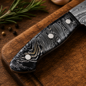 Handmade Damascus Steel Chef <b>Knife</b> Resin Handle Leather Sheath - Product Image 3