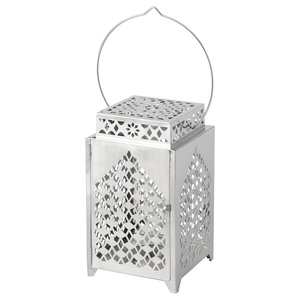 White and Gold Metal <b>Lanterns</b> with Cutout Patterns Glass for Home Decoration Handmade Candle <b>Lanterns</b> On Sale - Product Image 5