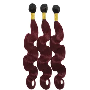 Body Wave Human <b>Hair</b> Bundles Reddish Color Natural Black <b>Root</b> 100% Unprocessed Virgin <b>Hair</b> Silk Base Customizable Size - Product Image 1