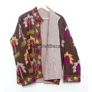 Veste matelassée en coton indien brodé pour femme, automne/hiver, écologique, respirante, manches longues, longueur normale, Cotrise - Product Image 6