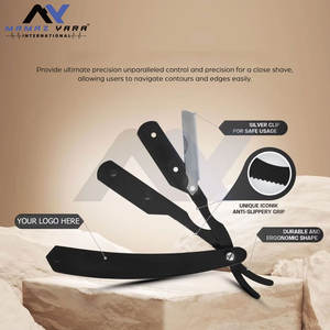 Navaja de Afeitar Profesional de Hoja Recta para Hombres y Mujeres, Personalizable, con Estuche de Cuero, Plegable, para Barbería - Product Image 3