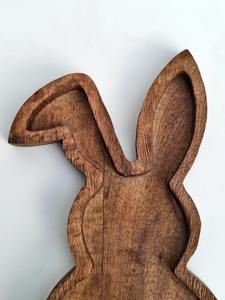 Plateau de service en bois artisanal en forme de lapin, plateaux de rangement - Product Image 5