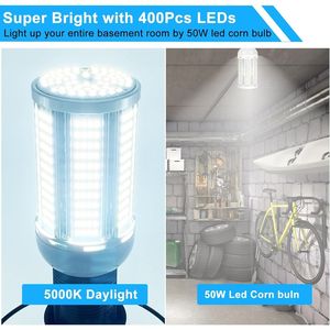 Lampadina LED a Pannocchia Super Luminosa 400W Equivalente, 6000 Lumen, 5000K Luce Diurna, Attacco E26/E27, Confezione da 2 - Product Image 5