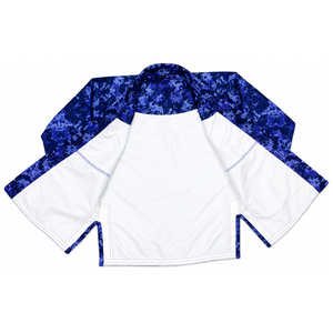 Kimonos de jiu-jitsu traditionnels de style camouflage bleu, aux couleurs vives, pour hommes et enfants, gis de jiu-jitsu avec sublimation, look vibrant. - Product Image 4